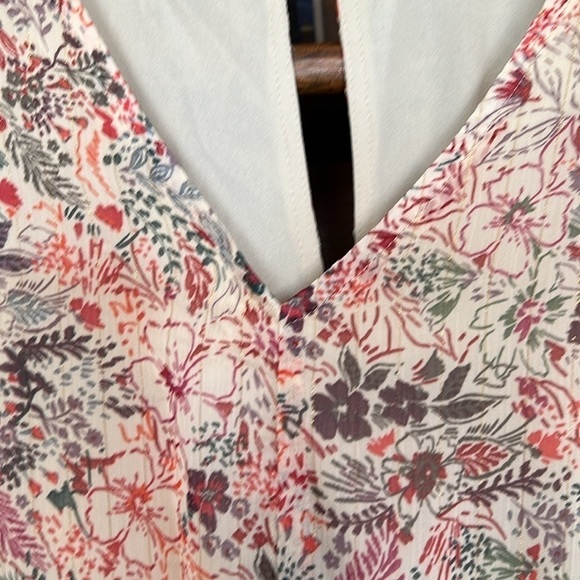 TORRID Multi Fall Floral/Leaf Colored Mini Tiered Chiffon Lurex Dress, Sz 6,EUC. - Picture 4 of 15